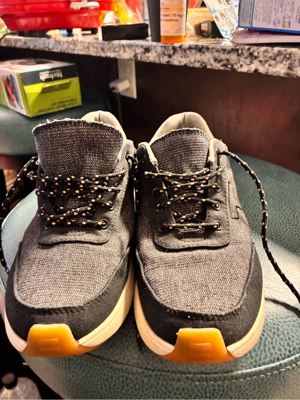 Toms Men’s Gray Canvas Sneakers with Yellow Soles